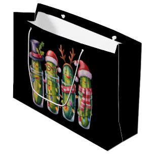 Funny Christmas Pickle Pickles Holiday Cucumber  Large Gift Bag