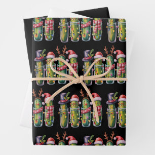 Funny Christmas Pickle Pickles Holiday Cucumber Wrapping Paper Sheet
