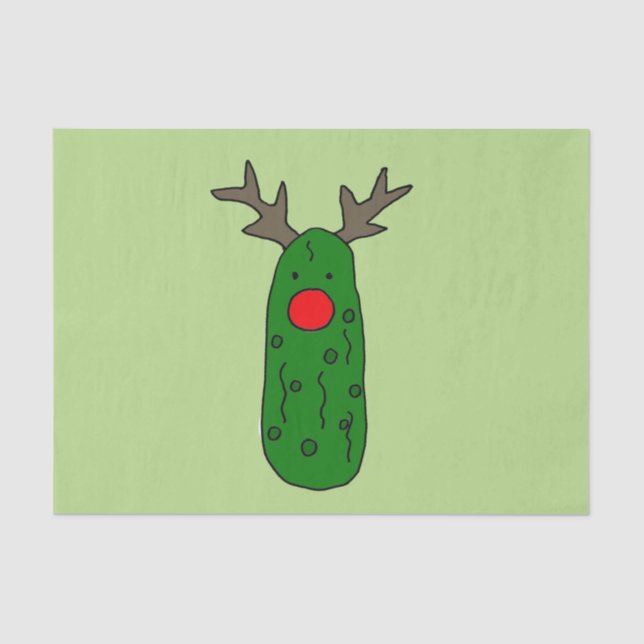Funny Christmas Pickle Reindeer Art Tissue Paper (Front)