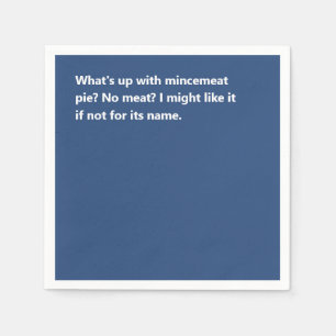 Funny Christmas Pie Poem Bold Blue Napkin