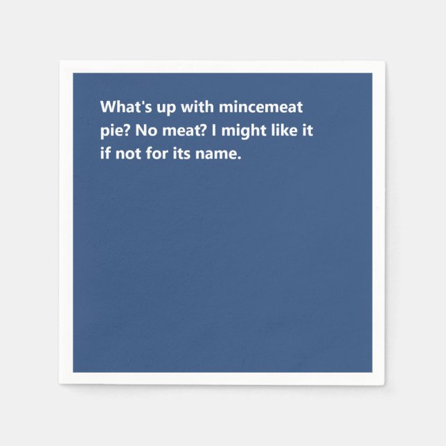 Funny Christmas Pie Poem Bold Blue Napkin (Front)