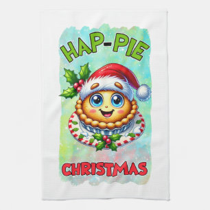 Funny Christmas pie word art  Tea Towel