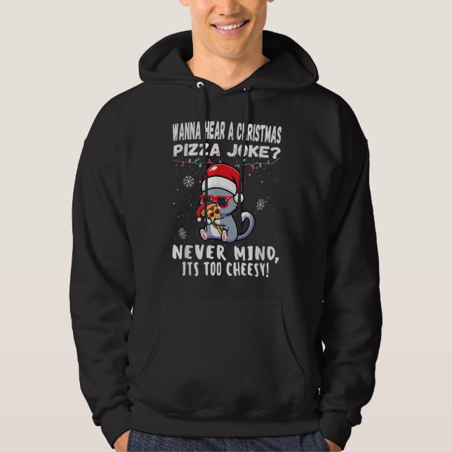 Funny Christmas Pizza Cat Joke Santa Hat Xmas Hoodie (Front)