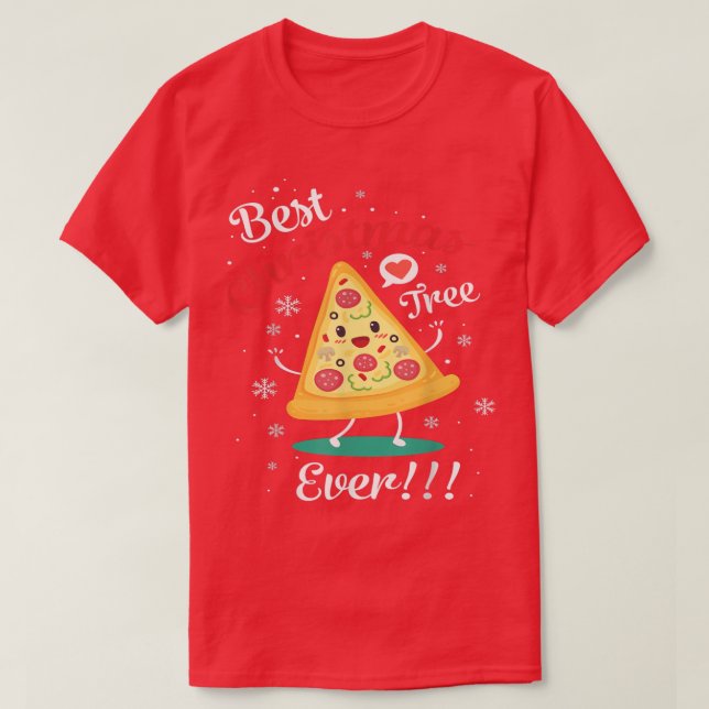 Funny Christmas Pizza Family Matching Pajamas Pizz T-Shirt (Design Front)
