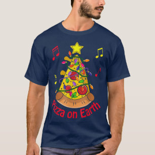 Funny Christmas Pizza Pun Peace on Earth Holiday  T-Shirt