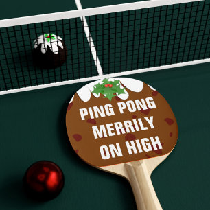 Funny Christmas Plum Pudding Merrily on High Ping Pong Paddle