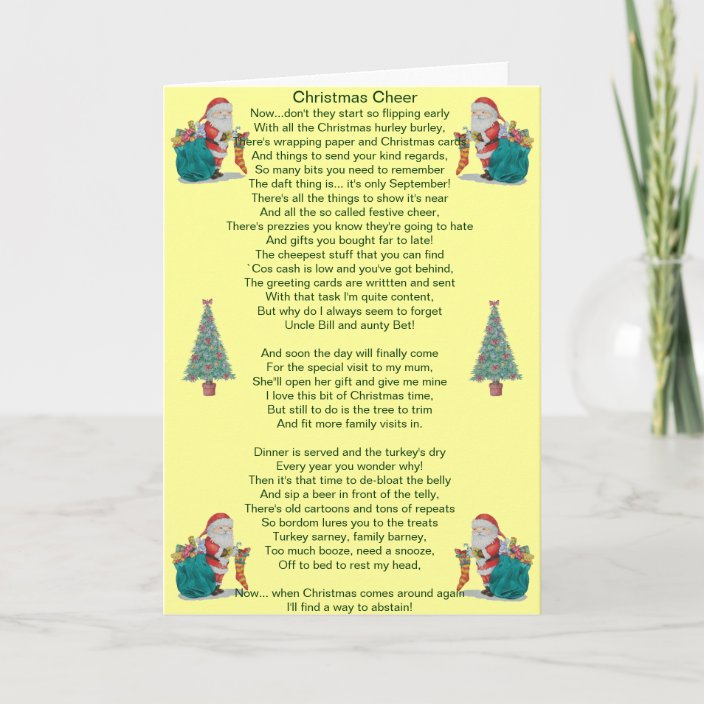 funny christmas poem santa and xmas tree card | Zazzle.co.uk