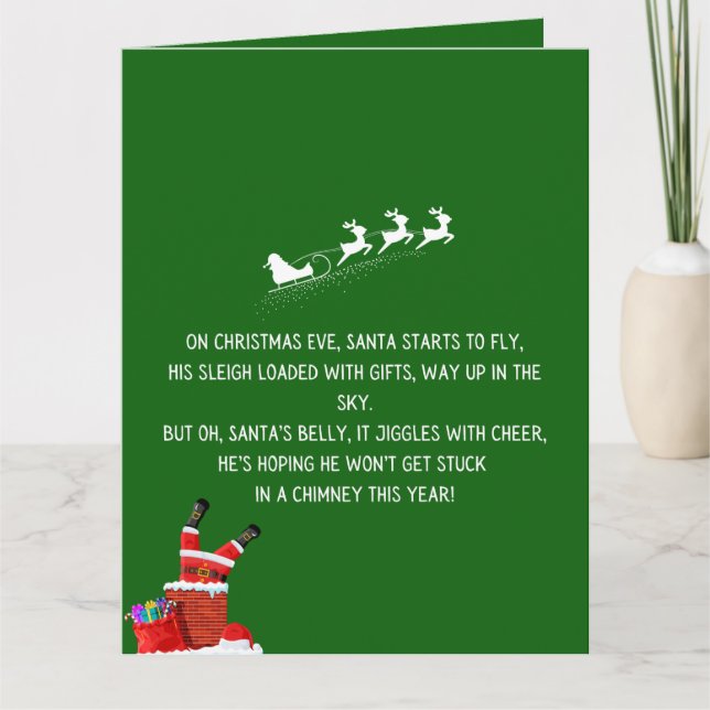 Funny Christmas Poems about Cartoon Santa Claus  Card (Front)