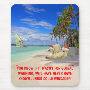 Funny Christmas Polar Bears Mouse Mat