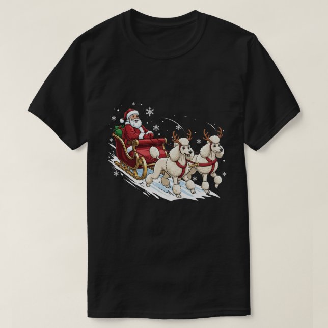 Funny Christmas Poodle Dogs Lover Xmas T-Shirt (Design Front)
