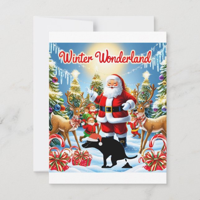 Funny Christmas Pooping Dog Humour Holiday Card (Front)
