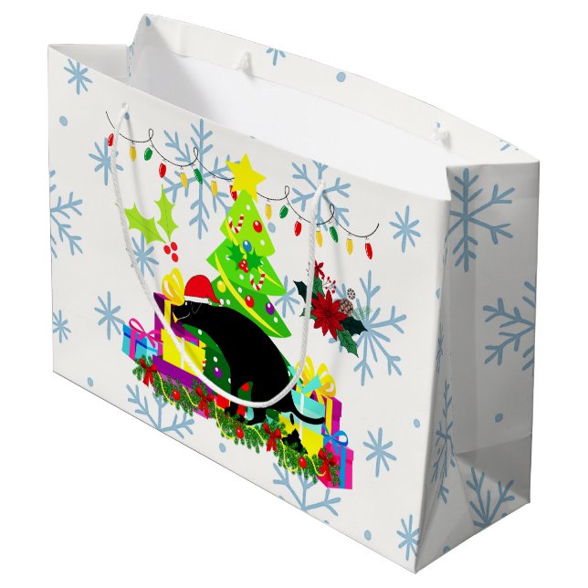 Funny Christmas Pooping Dog Large Gift Bag (Back Angled)