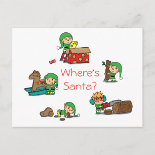 Funny Christmas Postcard Santa's busy elves
