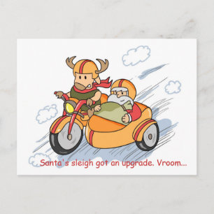 Funny Christmas Postcard: Santa's sleigh upgraded Holiday Postcard