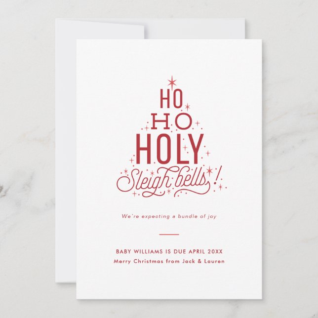 Funny Christmas Pregnancy Announcement Ho Ho Holy (Front)