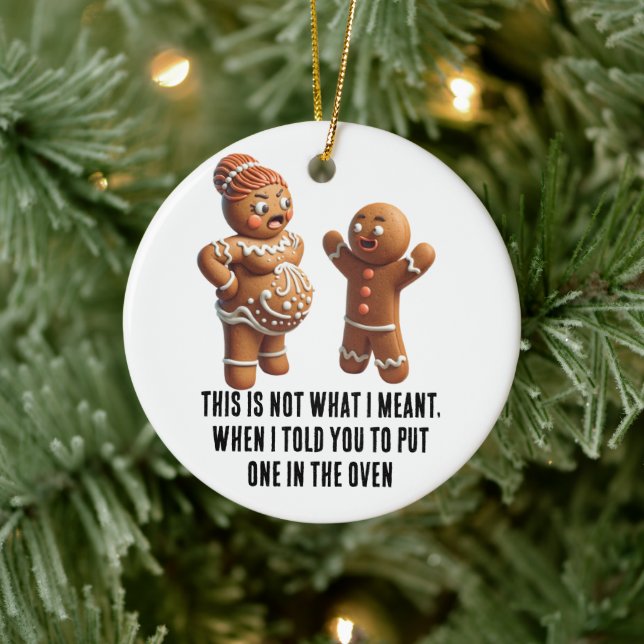 Funny Christmas: Pregnant Gingerbread Cookie Ceramic Tree Decoration (Tree)