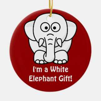 Funny Christmas Present: Real White Elephant Gift! Ceramic Tree Decoration