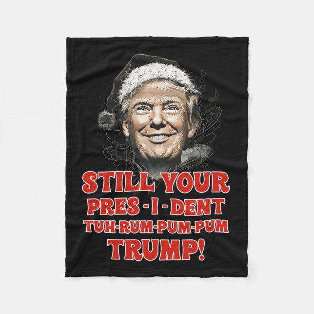 Funny Christmas President Trump Pyjamas Ugly Chris Fleece Blanket (Front)