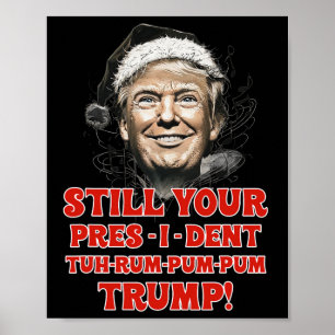 Funny Christmas President Trump Pyjamas Ugly Chris Poster