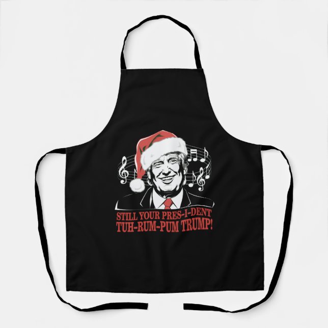 Funny Christmas President Trump Pyjamas Ugly Xmas Apron (Front)