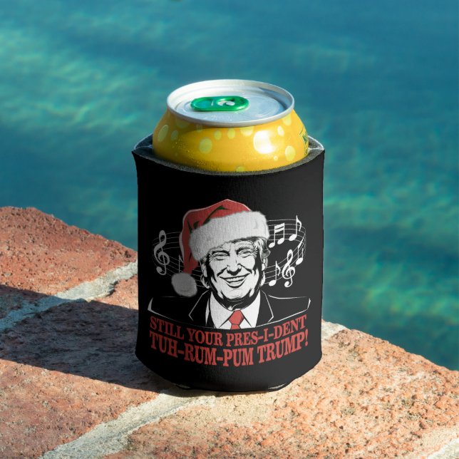 Funny Christmas President Trump Pyjamas Ugly Xmas Can Cooler (In Situ Pool)