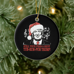Funny Christmas President Trump Pyjamas Ugly Xmas Ceramic Tree Decoration