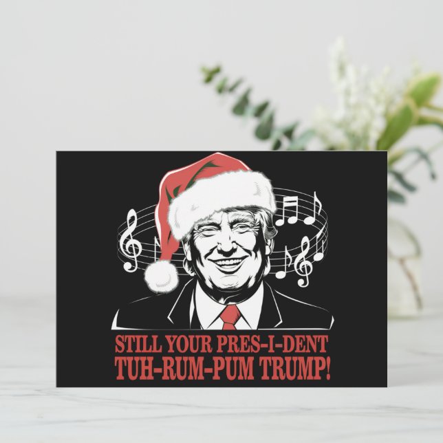 Funny Christmas President Trump Pyjamas Ugly Xmas Holiday Card (Standing Front)