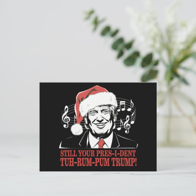 Funny Christmas President Trump Pyjamas Ugly Xmas Holiday Postcard (Standing Front)