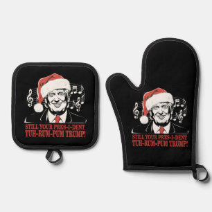 Funny Christmas President Trump Pyjamas Ugly Xmas Oven Mitt & Pot Holder Set