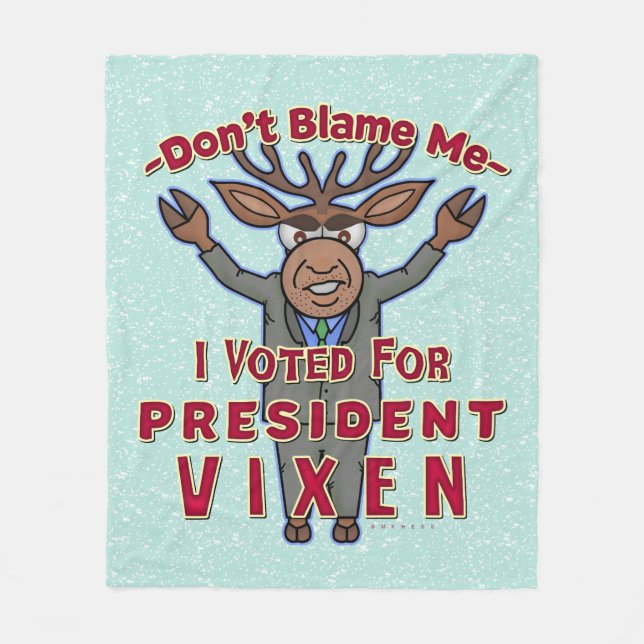 Funny Christmas President Vixen Reindeer Political Fleece Blanket (Front)