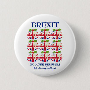 Funny   Christmas Pudding   UNION JACK   BREXIT 6 Cm Round Badge
