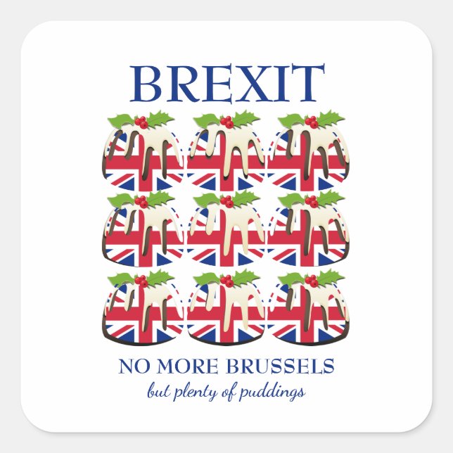 Funny | Christmas Pudding | UNION JACK | BREXIT Square Sticker (Front)