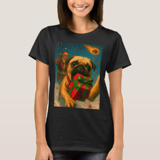 Funny Christmas Pug Shirt - Selfie With Santa Xmas