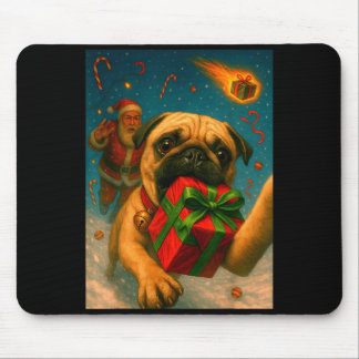 Funny Christmas Pug Shirt - Selfie With Santa Xmas Mouse Mat