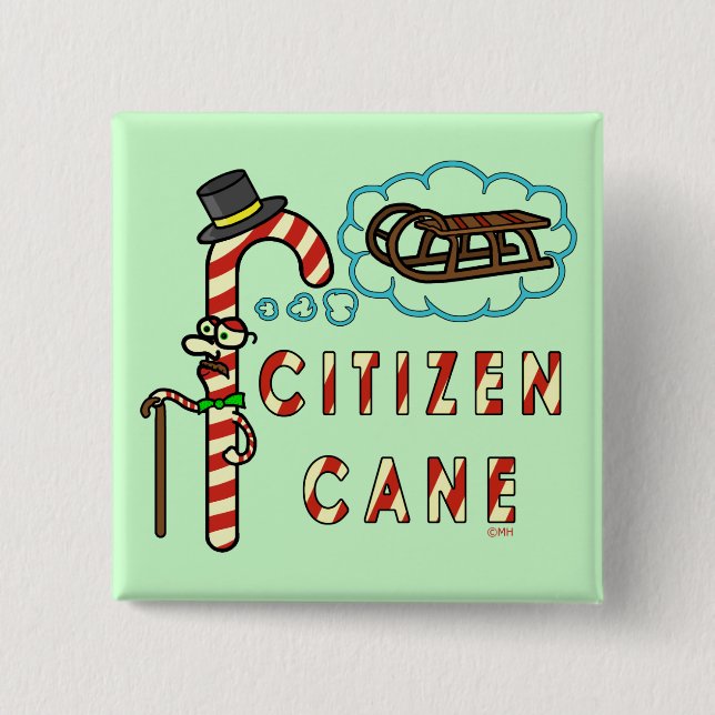 Funny Christmas Pun Citizen Cane 15 Cm Square Badge (Front)