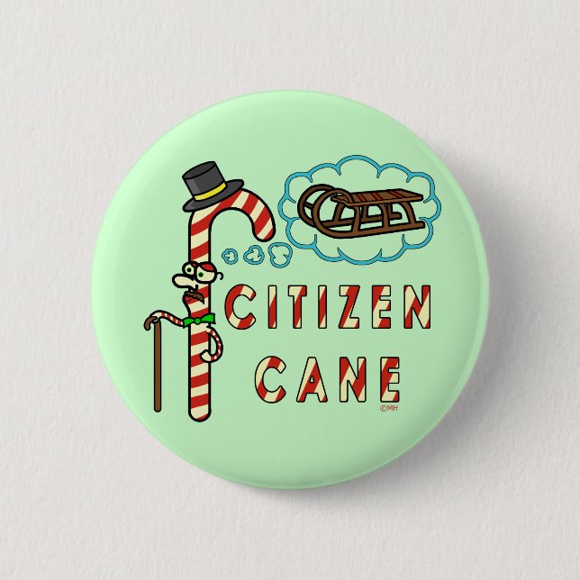 Funny Christmas Pun Citizen Cane 6 Cm Round Badge (Front)