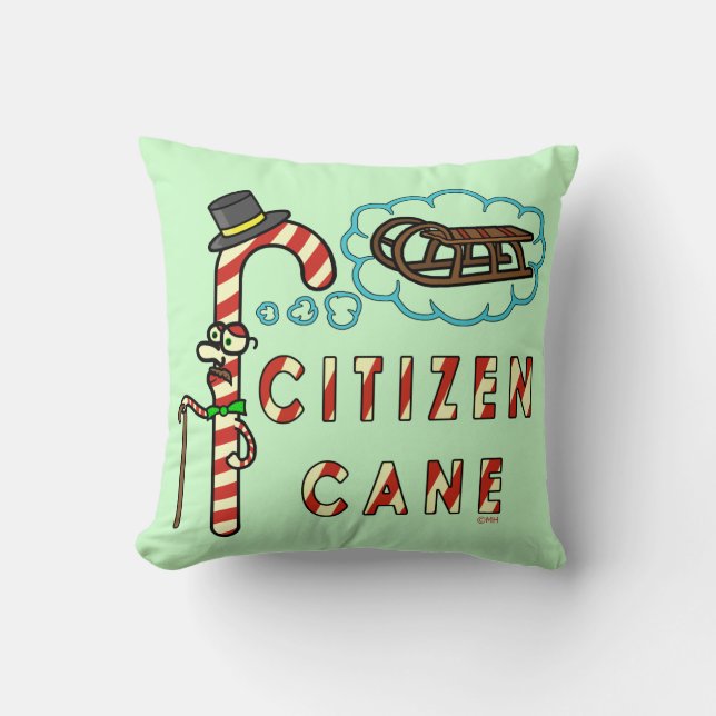 Funny Christmas Pun Citizen Cane Cushion (Front)