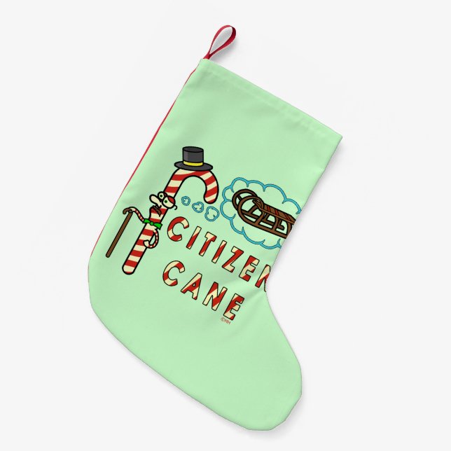Funny Christmas Pun Citizen Cane Small Christmas Stocking (Front (Hanging))