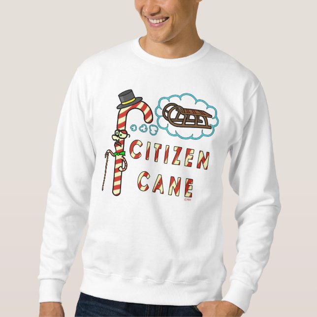 Funny Christmas Pun Citizen Cane Ugly Holiday Sweatshirt (Front)