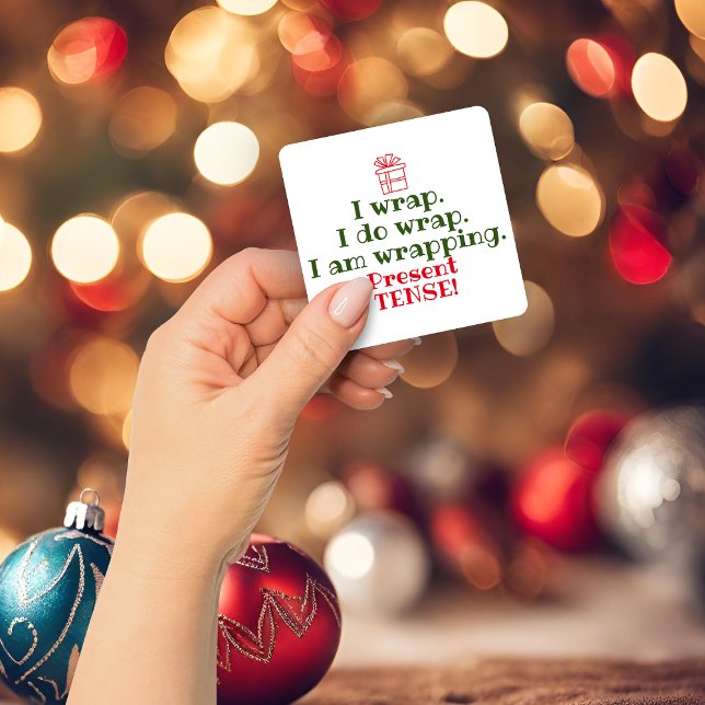 Funny Christmas Pun | Holiday Grammar Humour Square Sticker (Funny Christmas Pun | Holiday Grammar Humor Square Sticker)