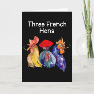 Funny Christmas Pun Three French Hens Chicken Puns Card
