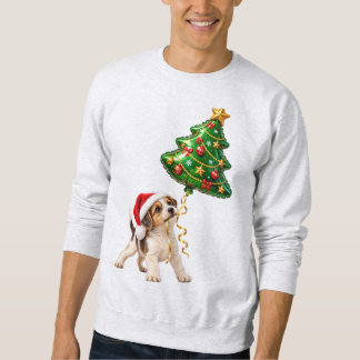 Funny Christmas Puppy with Tree Balloon Sweatshirt