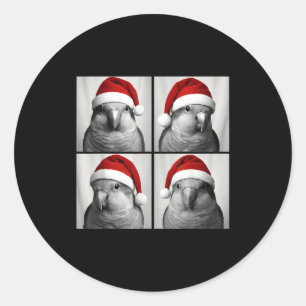 Funny Christmas Quaker Parrot Santa Photo Booth  Classic Round Sticker