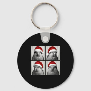 Funny Christmas Quaker Parrot Santa Photo Booth Key Ring