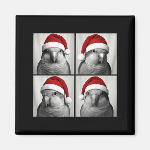 Funny Christmas Quaker Parrot Santa Photo Booth Magnet