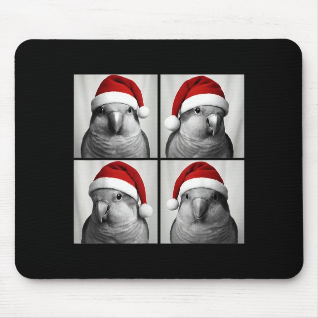 Funny Christmas Quaker Parrot Santa Photo Booth  Mouse Mat (Front)