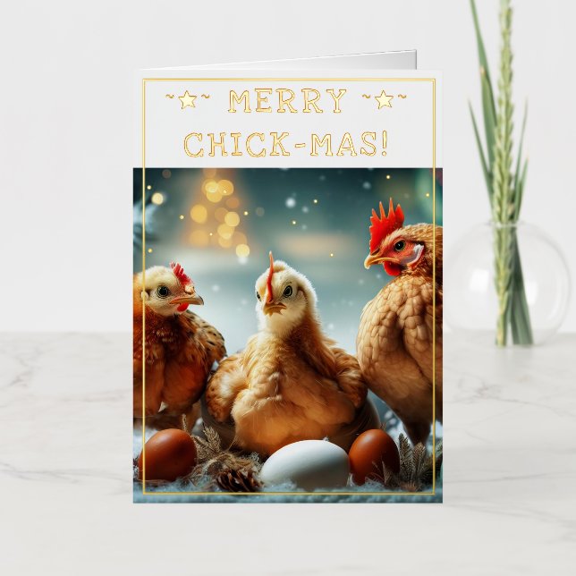 Funny Christmas Quote Cute Fun Chicks Photography Foil Greeting Card (Front)