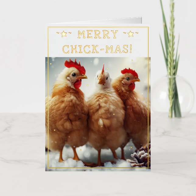 Funny Christmas Quote Cute Fun Chicks Photography Foil Greeting Card (Front)
