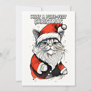 Funny Christmas Quote Cute Whimsical Santa Cat Holiday Card