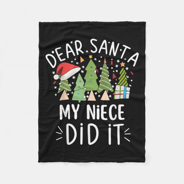 Funny Christmas Quote Sayings Dear Santa My Niece  Fleece Blanket (Front)